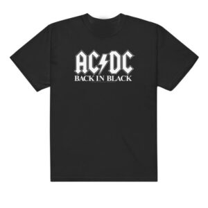 Acdc Merch Store Back In Black White Logo T-Shirt
