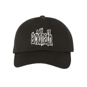 Acid Bath Merch Store One Eye Ghoul Logo Dad Hat White On Black