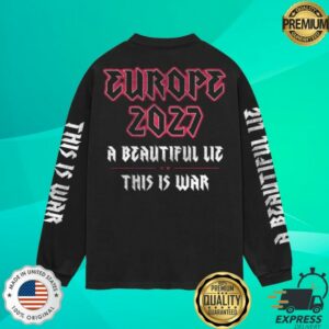 Thirty Seconds To Mars Store Merch European Tour 2027 Red Skulls Long Sleeve Tee