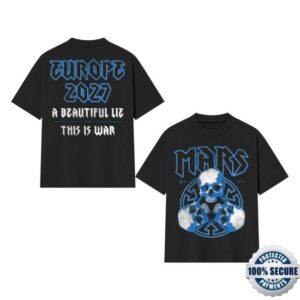 Thirty Seconds To Mars Merch Store European Tour 2027 Blue Skulls Tee