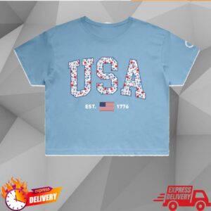 Tpusa Merch Store Floral Usa Crop Tee