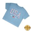 Tpusa Merch Store Floral Usa Crop Tee