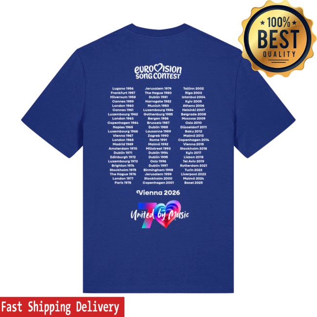 Eurovision Store Merch 70Th Anniversary T-Shirt (Blue) 3 Eurovision Store Merch 70Th Anniversary T-Shirt (Blue)