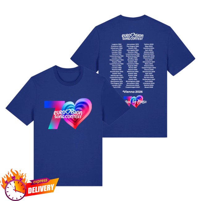 Eurovision Store Merch 70Th Anniversary T-Shirt (Blue) 4 Eurovision Store Merch 70Th Anniversary T-Shirt (Blue)