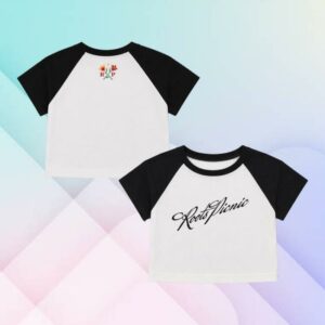 The Roots Picnic Merch Store Rp In Script Black And White Crop Top
