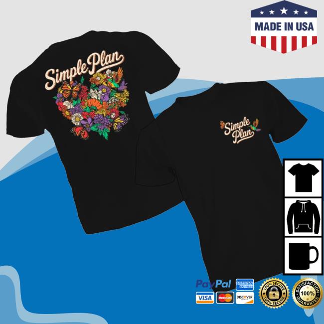 Simple Plan Store Merch Flowers T-Shirt 3 Simple Plan Store Merch Flowers T-Shirt