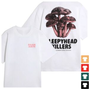 Dark Arts Coffee Store Merch Sleepyhead T-Shirt – White