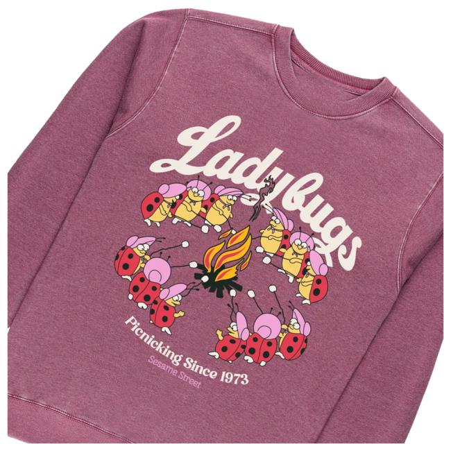 Retrokid Store Merch Sesame Street Ladybugs Picnic Crewneck Berry 5 Retrokid Store Merch Sesame Street Ladybugs Picnic Crewneck Berry