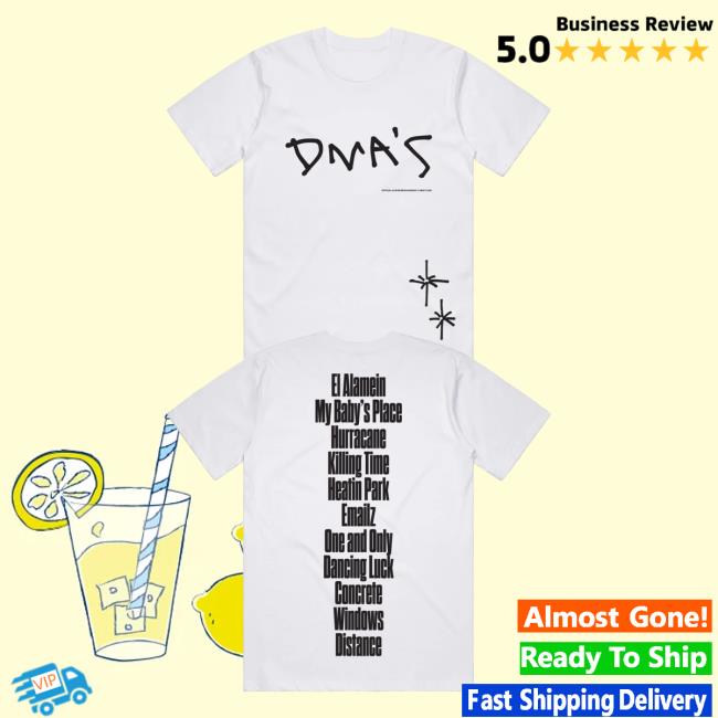 Dmas Dmas Store Merch Dma's Tracklist Tee White 5 Dmas Dmas Store Merch Dma's Tracklist Tee White