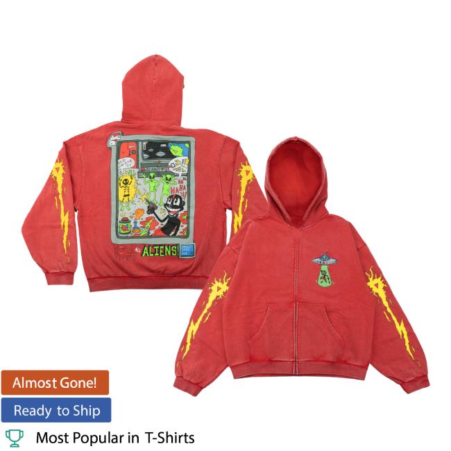 Lil Darkie Store Merch First Contact Zip-Up (Vintage Red) 5 Lil Darkie Store Merch First Contact Zip-Up (Vintage Red)