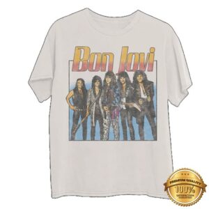 Bon Jovi Merch Store Slippery When Wet Tour Retro Bone T-Shirt