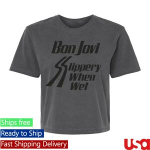 Bon Jovi Store Merch Slippery When Wet Charcoal Women’s T-Shirt