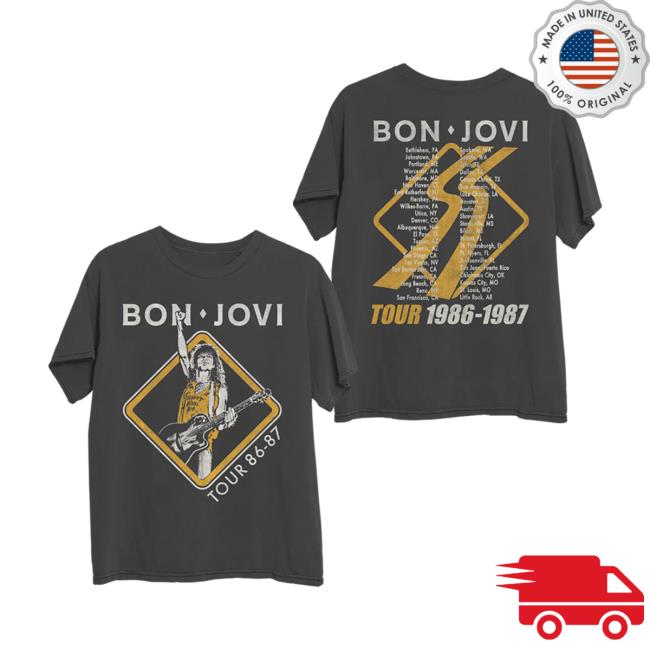 Bon Jovi Store Merch Slippery When Wet Tour '86-'87 Pepper T-Shirt 5 Bon Jovi Store Merch Slippery When Wet Tour '86-'87 Pepper T-Shirt