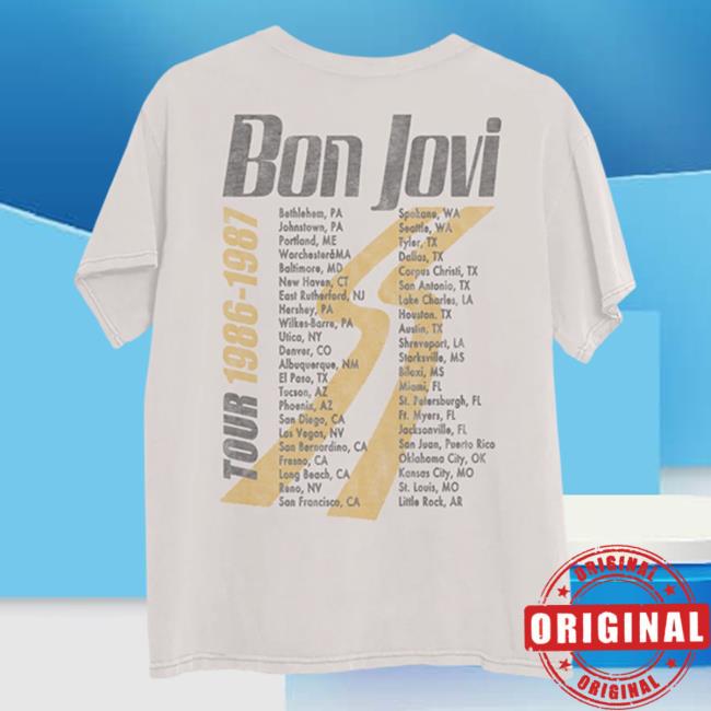 Bon Jovi Store Merch Slippery When Wet Tour Retro Bone T-Shirt 4 Bon Jovi Store Merch Slippery When Wet Tour Retro Bone T-Shirt