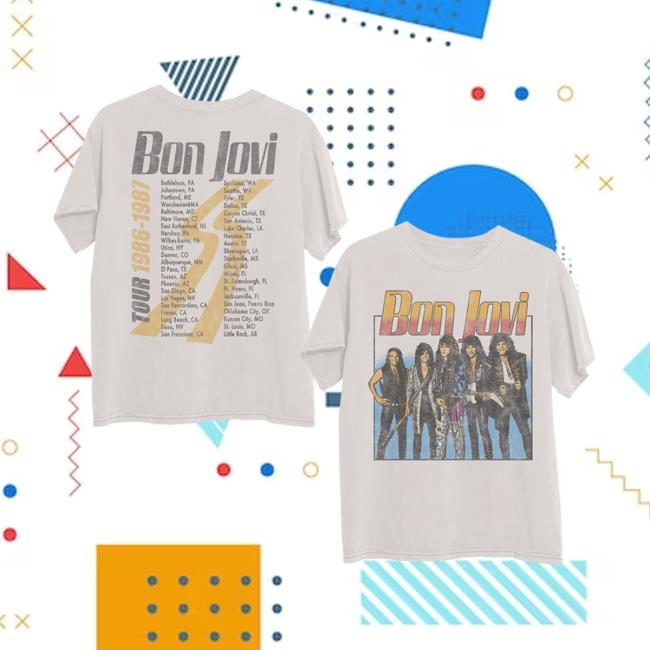 Bon Jovi Store Merch Slippery When Wet Tour Retro Bone T-Shirt 5 Bon Jovi Store Merch Slippery When Wet Tour Retro Bone T-Shirt