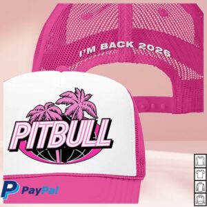 Pitbull Music Store Merch Pitbull I’m Back 2026 Pink Trucker Hat