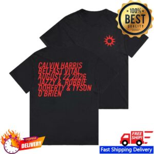 Calvin Harris Store Merch Belfast Vital Stone Black Sun Flame T-Shirt