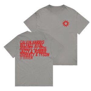 Calvin Harris Store Merch Belfast Vital Stone Grey Sun Flame T-Shirt