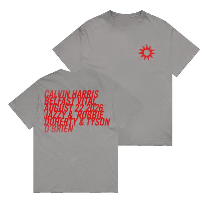 Calvin Harris Store Merch Belfast Vital Stone Grey Sun Flame T-Shirt 2 Calvin Harris Store Merch Belfast Vital Stone Grey Sun Flame T-Shirt