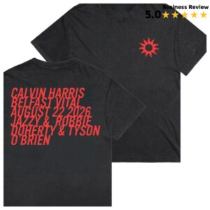Calvin Harris Store Merch Shop Belfast Vital Stone Wash Black Sun Flame T-Shirt